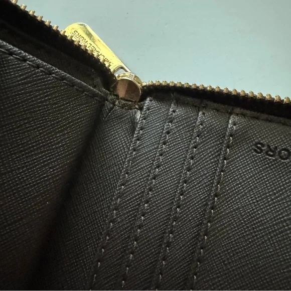 Michael Kors Brown Logo Zip Around Leather Wallet - Picture 7 of 8